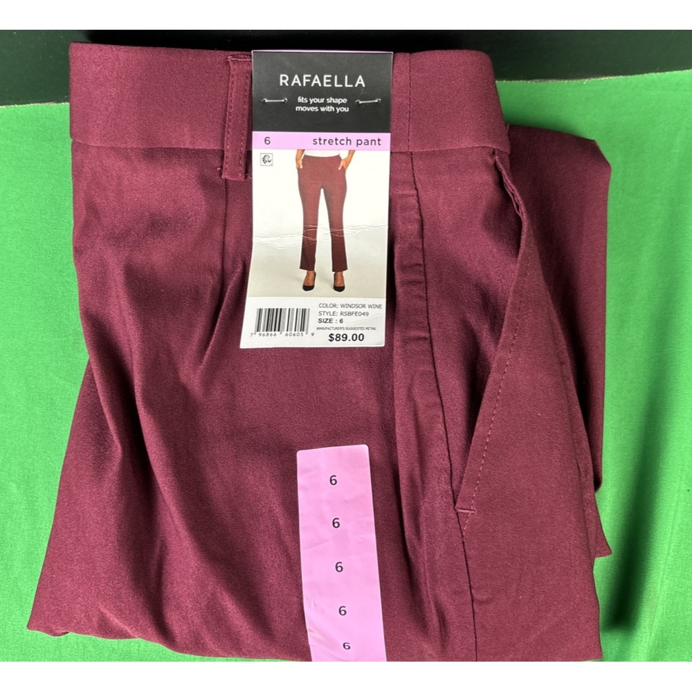 Rafaella Womens Pull-On Stretch Ankle Pant 6 Windsor Wine RSBFE049